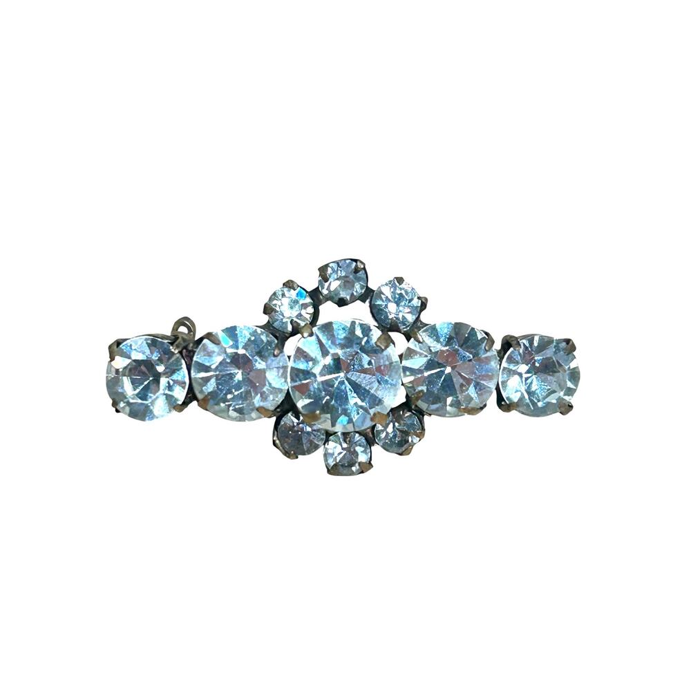 Vintage Austrian Crystal Bar Brooch Pin Made in Austria Clear Crystals